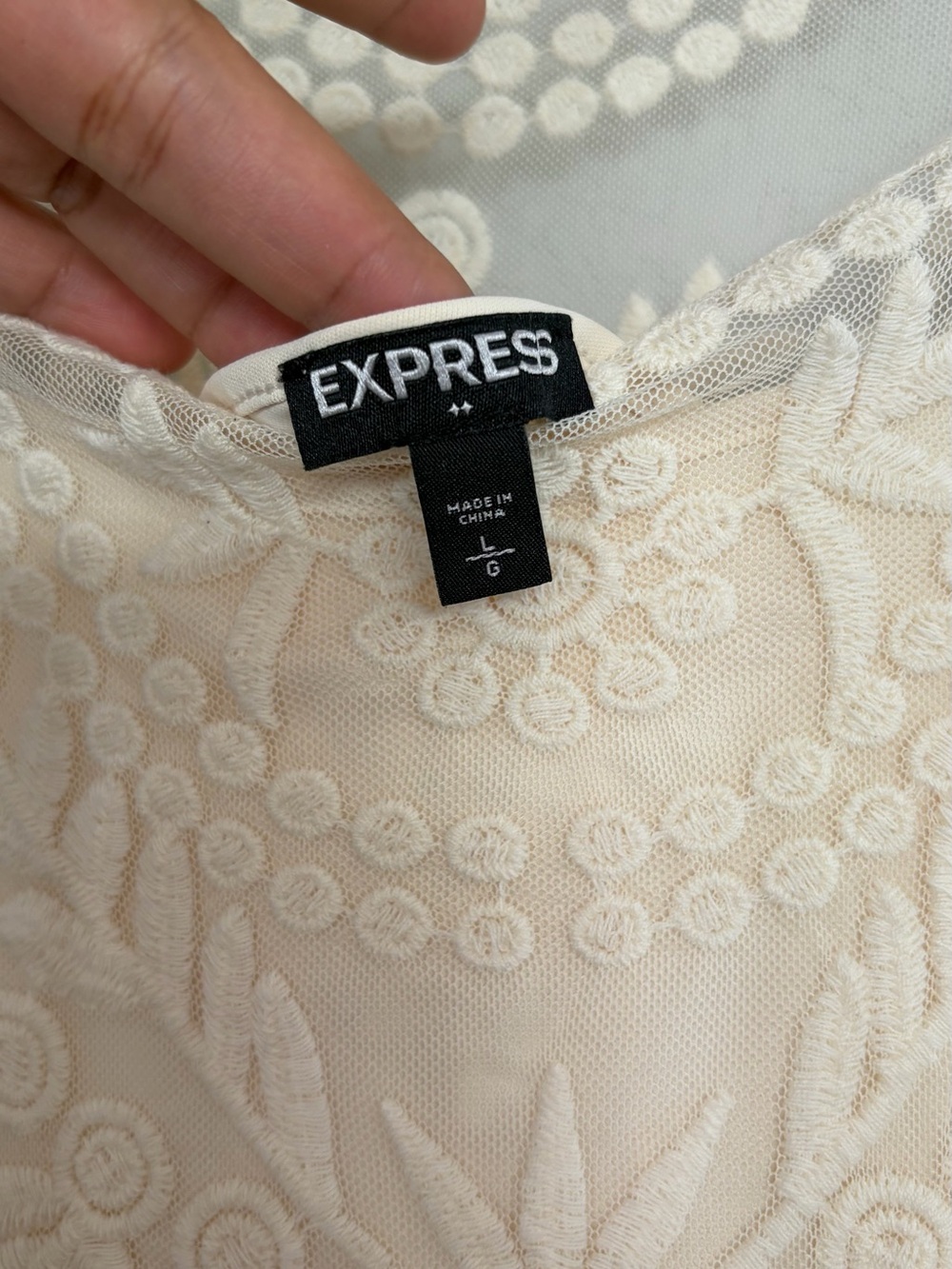 Express Ivory Embroidered Mini Dress - Picture 3 of 8